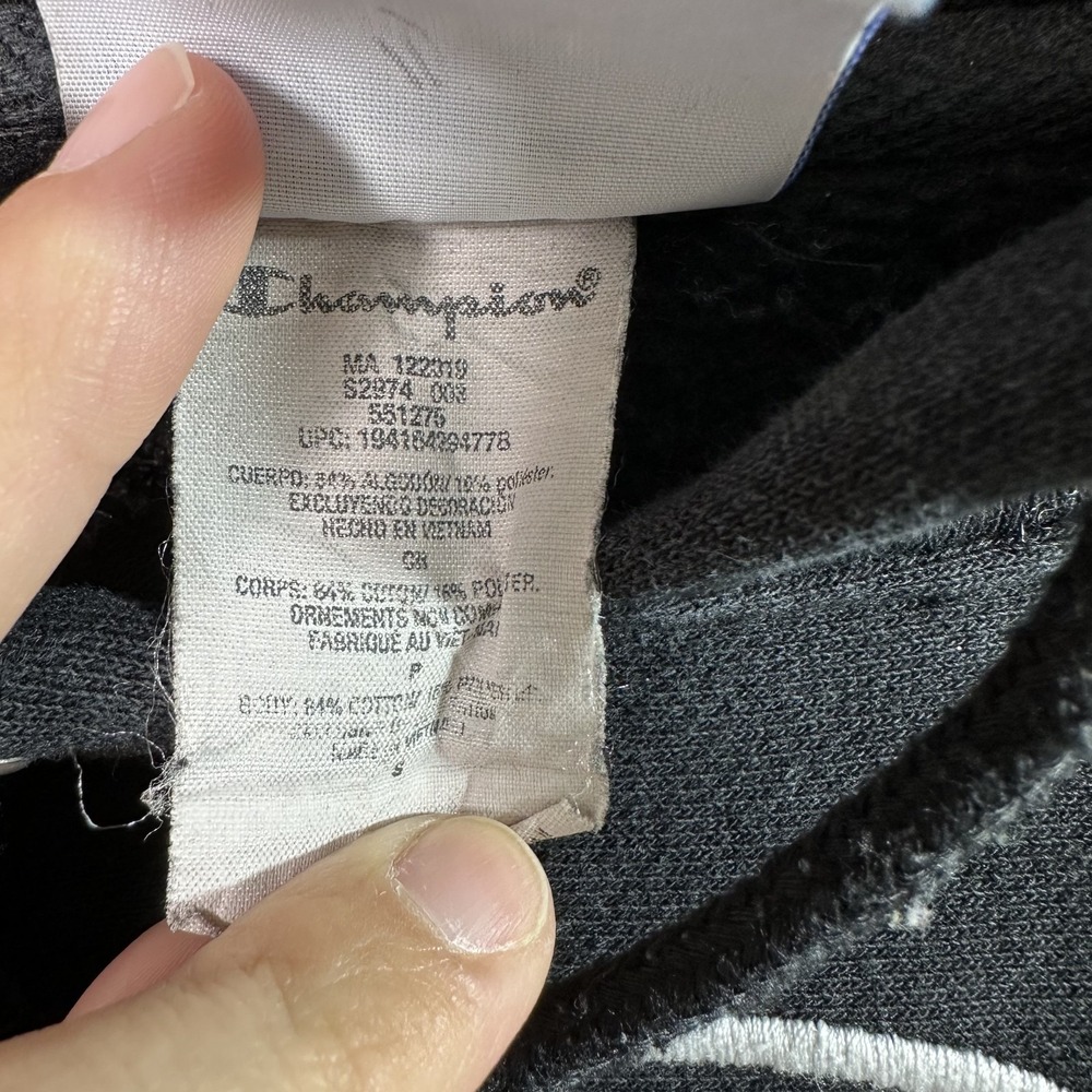 Champion Reverse Weave Hoodie Men's Small Black Fleece Sweatshirt Vintage Y2K - Picture 5 of 9